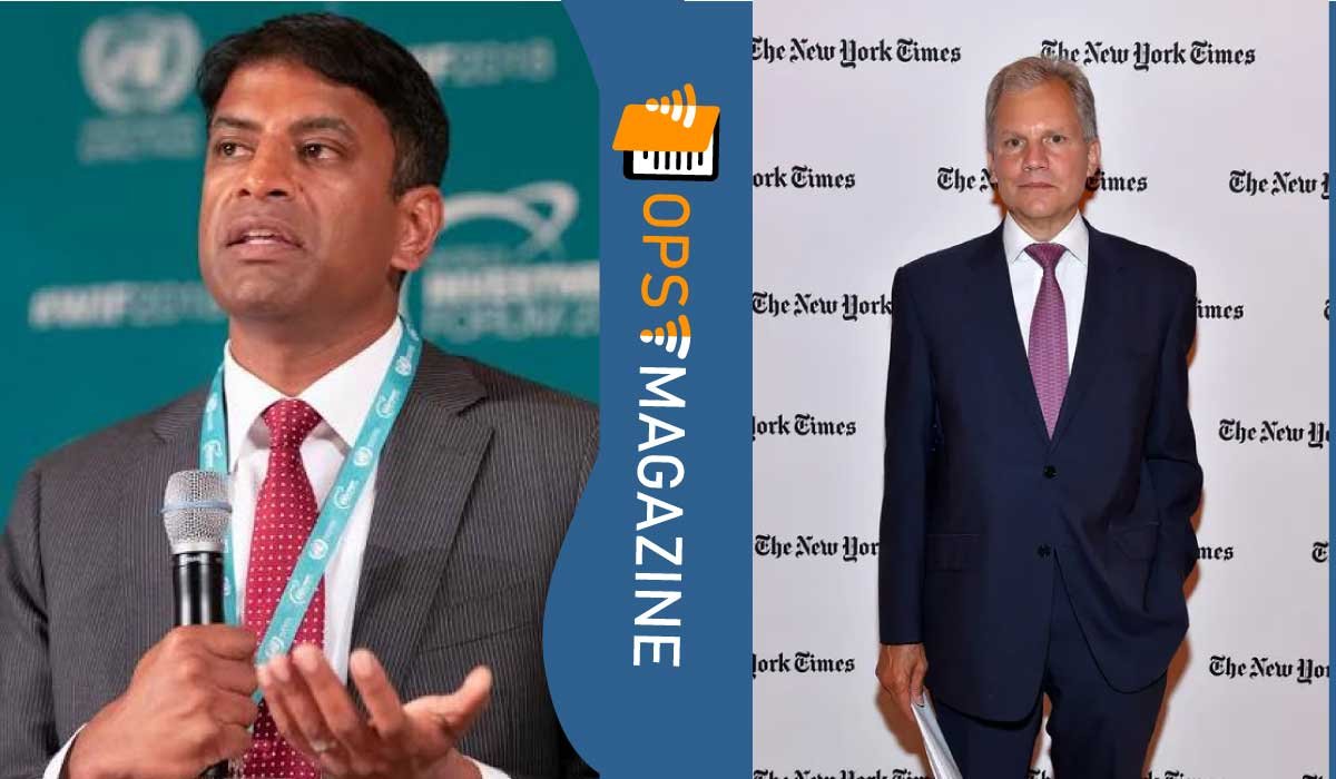 Vas Narasimhan and Arthur Sulzberger Jr